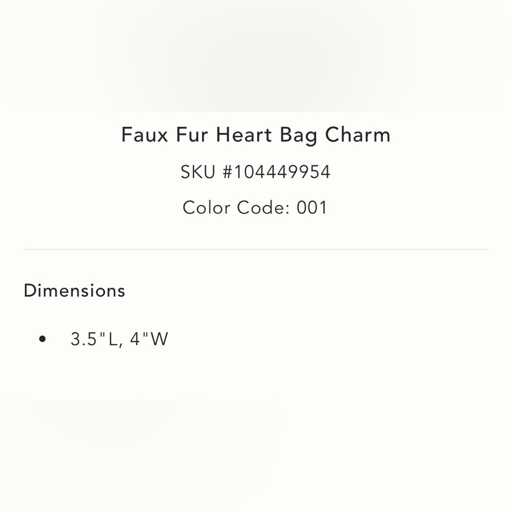 NWT Anthropologie Faux Fur Heart Bag Charm - Picture 4 of 4